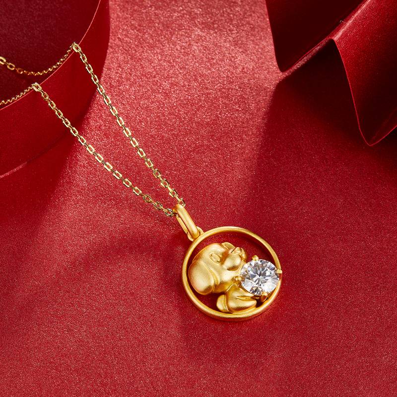 Dog Moissanite Diamond Necklace from the Chinese Zodiac Series 1.0 Carat